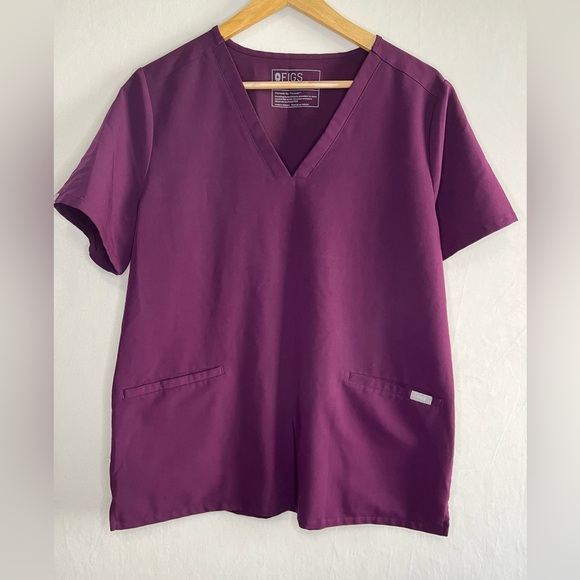Figs Women's Purple V-Neck Top Technical Collection Three Pocket Size Large - Picture 1 of 4